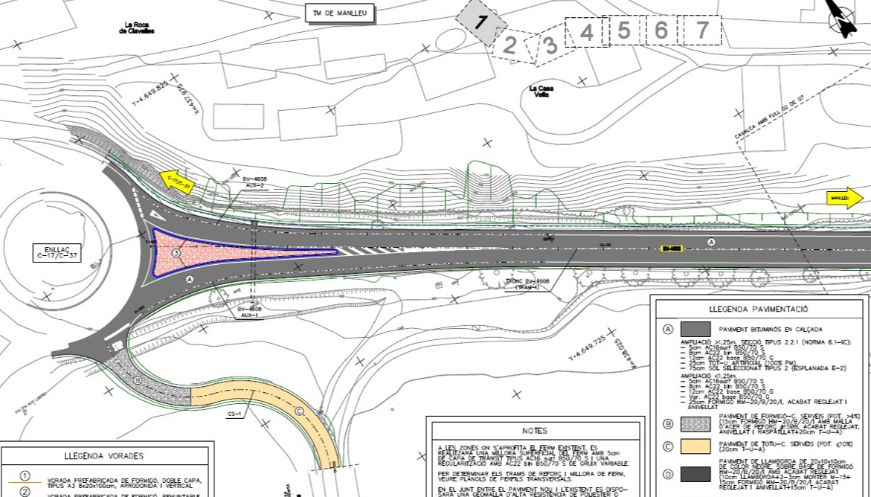 Comencen les obres per millorar i eixamplar la carretera que connecta la C-17 amb el polígon del Dolcet de Manlleu